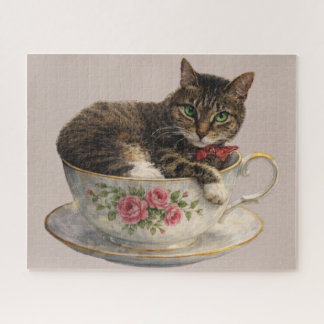 Tabby in einer Teetasse Puzzle
