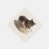 Tabby in einer Teetasse Serviette (Ecke)