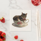 Tabby in einer Teetasse Serviette (Beispiel)