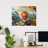 *~* Tabby Jump Herbstlaube Kitten 5:4 Katze AP68 Poster (Heimbüro)