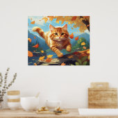*~* Tabby Jump Herbstlaube Kitten 5:4 Katze AP68 Poster (Küche)