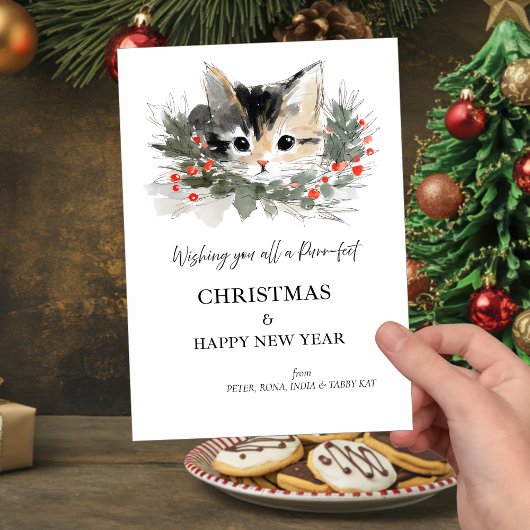 Tabby Kat Christmas Greetings Card Einladung