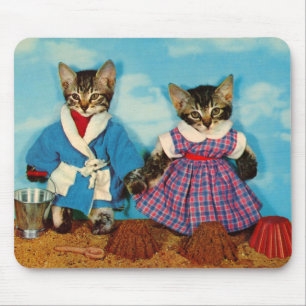 Tabby Kätzchen am Strand RPPC Mousepad