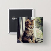 Tabby-Kätzchen-Aufpassen Button (Vorne & Hinten)