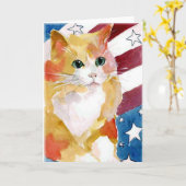 Tabby-Kätzchen-Sterne u. Streifen Karte (Gelbe Blume)