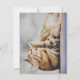 Tabby-Katze Behalte sauber in Aquarellfarben Feiertagskarte