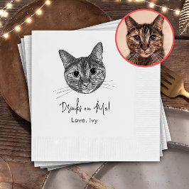 Tabby Katze Hand Zeichnend Personalisierte Getränk Serviette
