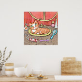 Tabby Katze im Badezimmer Poster (Küche)