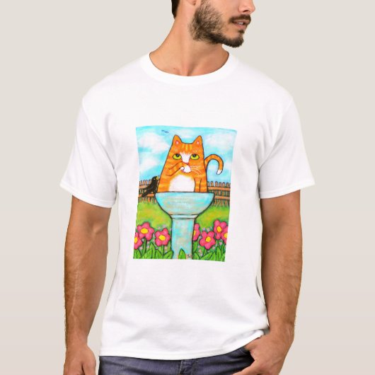 Tabby-Katze im Birdbath T-Shirt (Vorderseite)