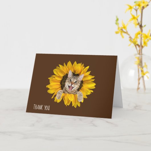 Tabby Katze im Sonnenblumengeschmack Karte (Gelbe Blume)