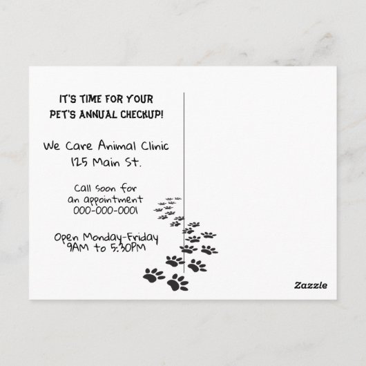 Tabby-Katze in Form einer Paw-Print Postkarte (Rückseite)