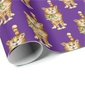 Tabby-Katze lila Geschenkpapier (Rolleneckpunkt)