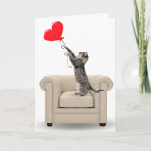 Tabby-Katze mit Herzballon Karte (Vorderseite)