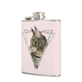 Tabby-Katze mit silbernem geometrischem Glitzer Flachmann (Links)