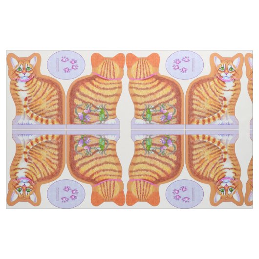 Tabby-Katze mit Tanzmäuse Kissen Stoff (Yard (91,4 cm))