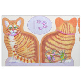 Tabby-Katze mit Tanzmäuse Kissen Stoff (Fat Quarter (45,7 x 55,9 cm))