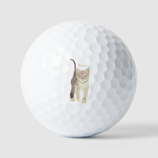 Tabby-Katze mit Text-Golf-Bälle Golfball (Vorderseite)