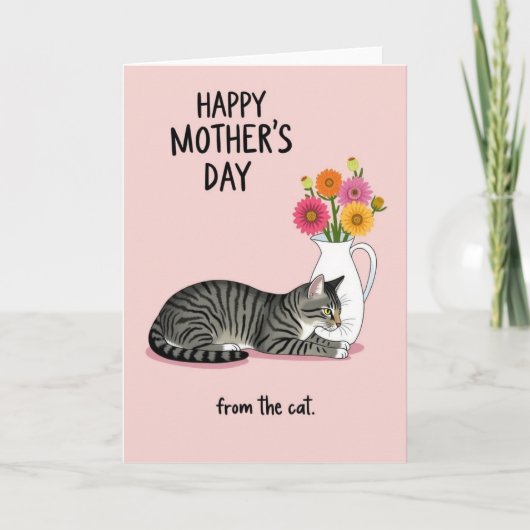 Tabby-Katze Muttertags-Blumenkarte Karte (Vorderseite)