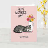 Tabby-Katze Muttertags-Blumenkarte Karte (Gelbe Blume)