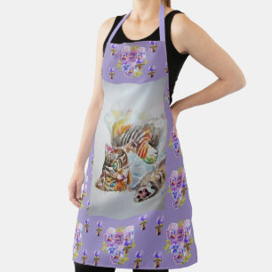 Tabby Katze Niedlich Wasserfarben Katzen Haustier Schürze