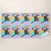 Tabby Katze Niedliche Hübsche Lila Girls Cats Wass Strandtuch (Vorderseite)