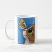 Tabby-Katze und orange Spitze-Schmetterling Kaffeetasse (Links)