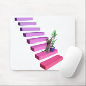 Tabby Katze und Pflanze auf Treppen Mousepad (Mit Mouse)
