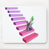 Tabby Katze und Pflanze auf Treppen Mousepad (Vorne)