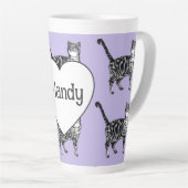 Tabby-Katze Whimsical Helllila Katzen Mädchen Milchtasse (Rechte Ecke)