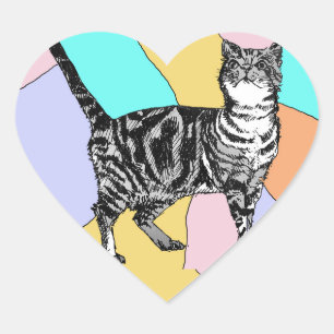 Tabby-Katzen-Aufkleber Mint Süße Katzen Haustiere  Herz-Aufkleber