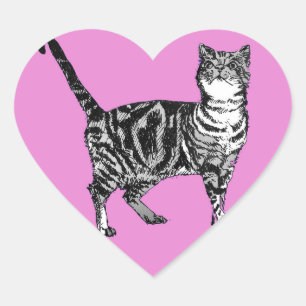 Tabby-Katzen-Aufkleber Rosa Süße Katzen Haustiere Herz-Aufkleber