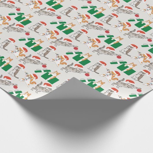 Tabby Katzen Dekorieren Funny Albern White Christm Geschenkpapier (Ecke)