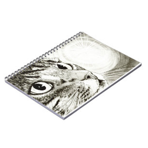 Tabby-Katzen-feenhaftes Licht, das Kunst-Notizbuch Notizblock