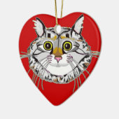 Tabby-Katzen-Herz-Verzierung Keramikornament (Links)