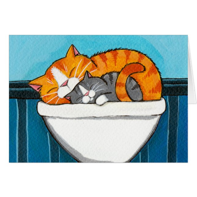 Tabby-Katzen in der Wanne - Katzen-Kunst-leere (Vorderseite (Horizontal))