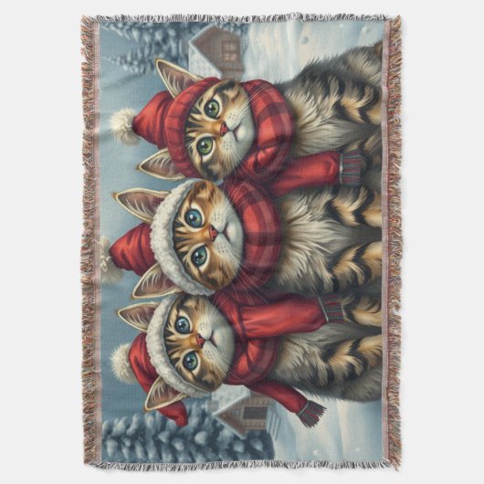 Tabby Katzen in Preppy Winter Attraktion und Hat W Decke (Vorderseite Vertikal)