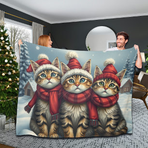 Tabby Katzen in Preppy Winter Attraktion und Hat W Fleecedecke