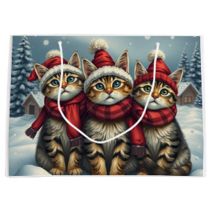 Tabby Katzen in Preppy Winter Attraktion und Hat W Große Geschenktüte