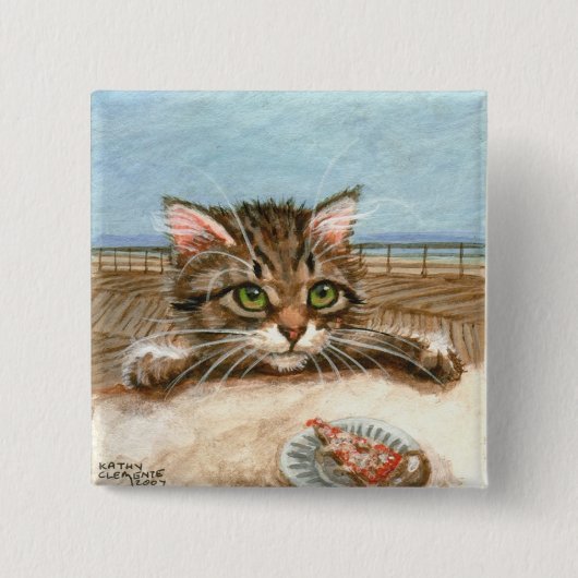 Tabby-Katzen-Kätzchen-Pizza Button (Vorderseite)