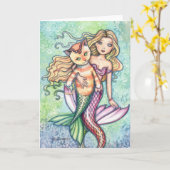 Tabby-Katzen-Meerjungfrau-Spaß-Karte durch Molly Karte (Gelbe Blume)