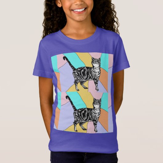Tabby Katzen niedlich gestreifte Haustiere Mädchen T-Shirt (Vorderseite)