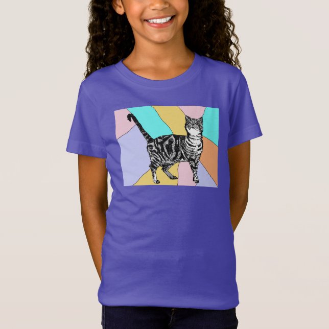 Tabby Katzen niedlich gestreifte Haustiere Mädchen T-Shirt (Vorderseite)