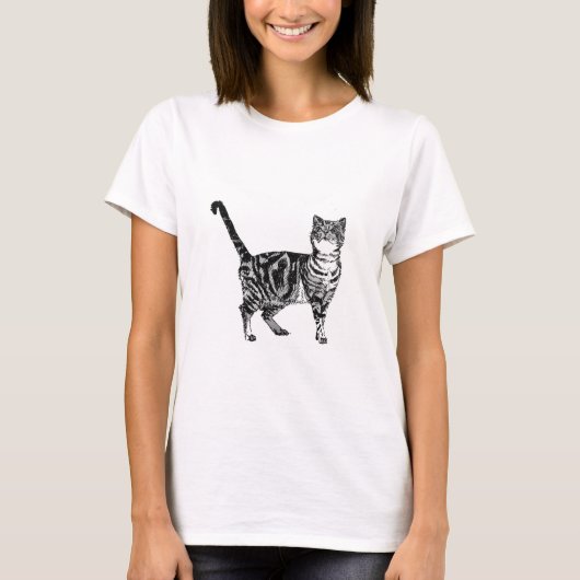 Tabby Katzen niedlich gestreifte Haustiere T - Shi T-Shirt (Vorderseite)
