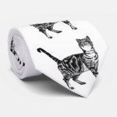 Tabby Katzen Strickte Schwarz-weiß Mens Neck Tie Krawatte (Gerollt)