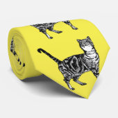 Tabby Katzen Strickte Schwarz-weiß Mens Neck Tie Krawatte (Gerollt)