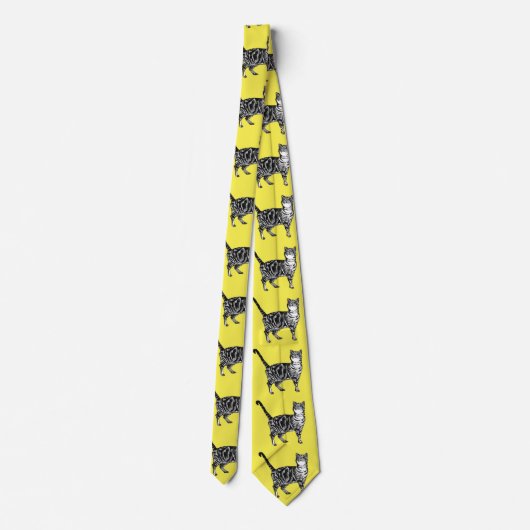 Tabby Katzen Strickte Schwarz-weiß Mens Neck Tie Krawatte (Rückseite)