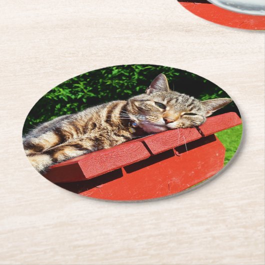 Tabby-Katzen-Untersetzer Runder Pappuntersetzer (Angewinkelt)