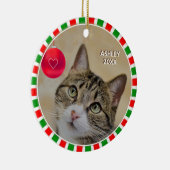 Tabby-Katzenrahmen, Foto und Rot Keramik Ornament (Rechts)