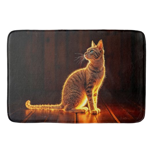 Tabby Katzenwärme Licht Tier glühende Aura Badematte (Vorderseite)