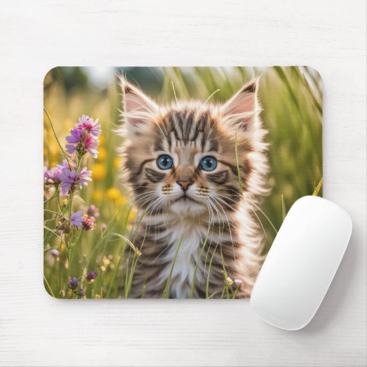 Tabby Kitten auf der Wiese Mousepad (Mit Mouse)
